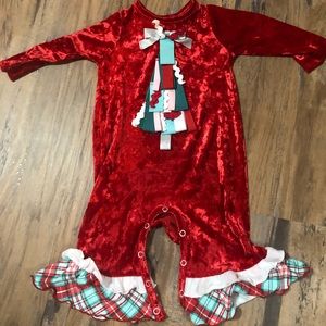 Ricrac & Ruffles Velvet Christmas Tree Romper